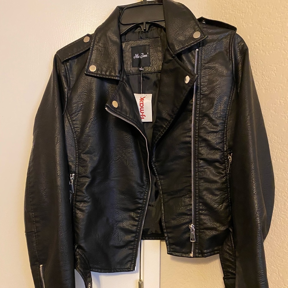 Faux leather biker jacket